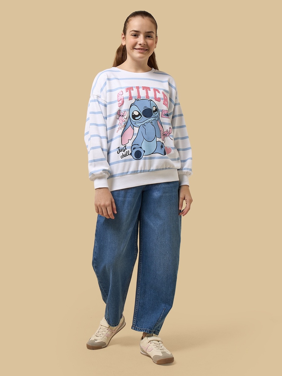Stitch Striped Oversized Sweatshirt