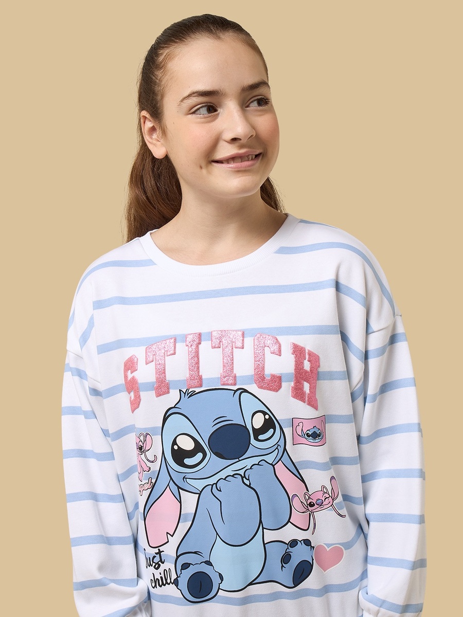Stitch Striped Oversized Sweatshirt
