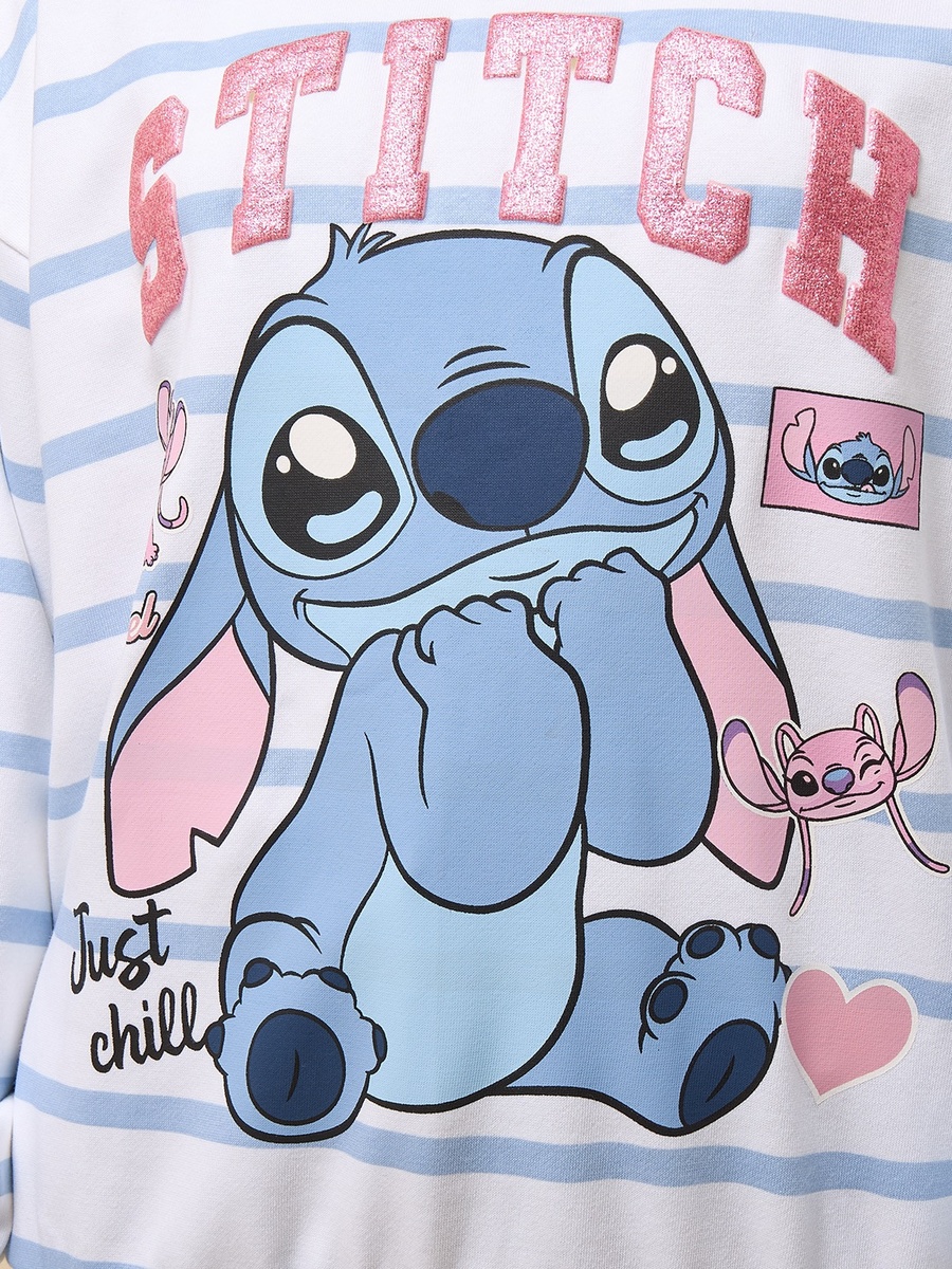 Stitch Striped Oversized Sweatshirt