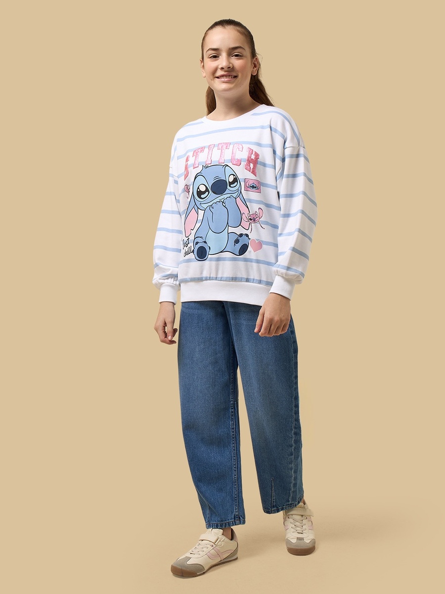 Stitch Striped Oversized Sweatshirt
