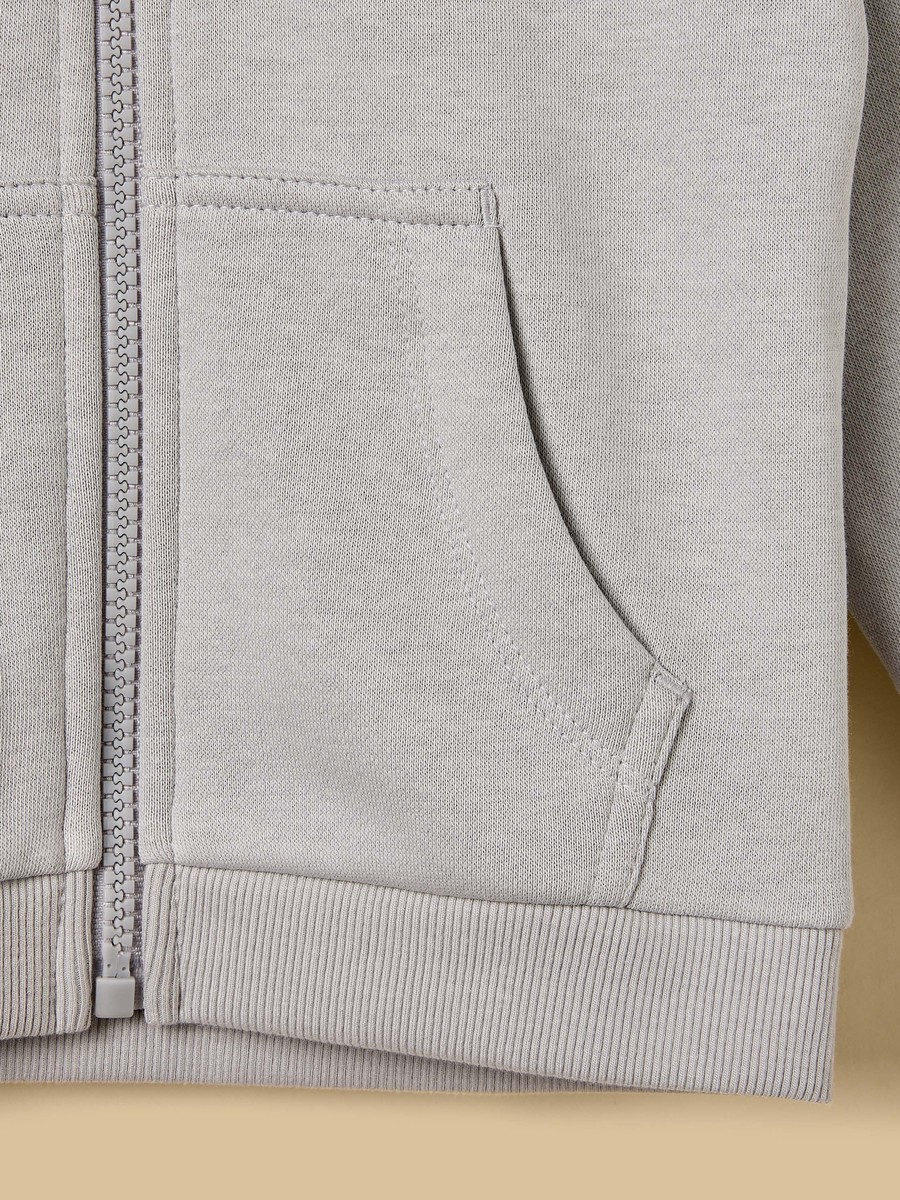 Bear Print Zip Through Hoodie