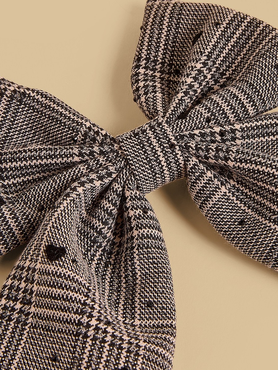 Checked Bow Hair Clip