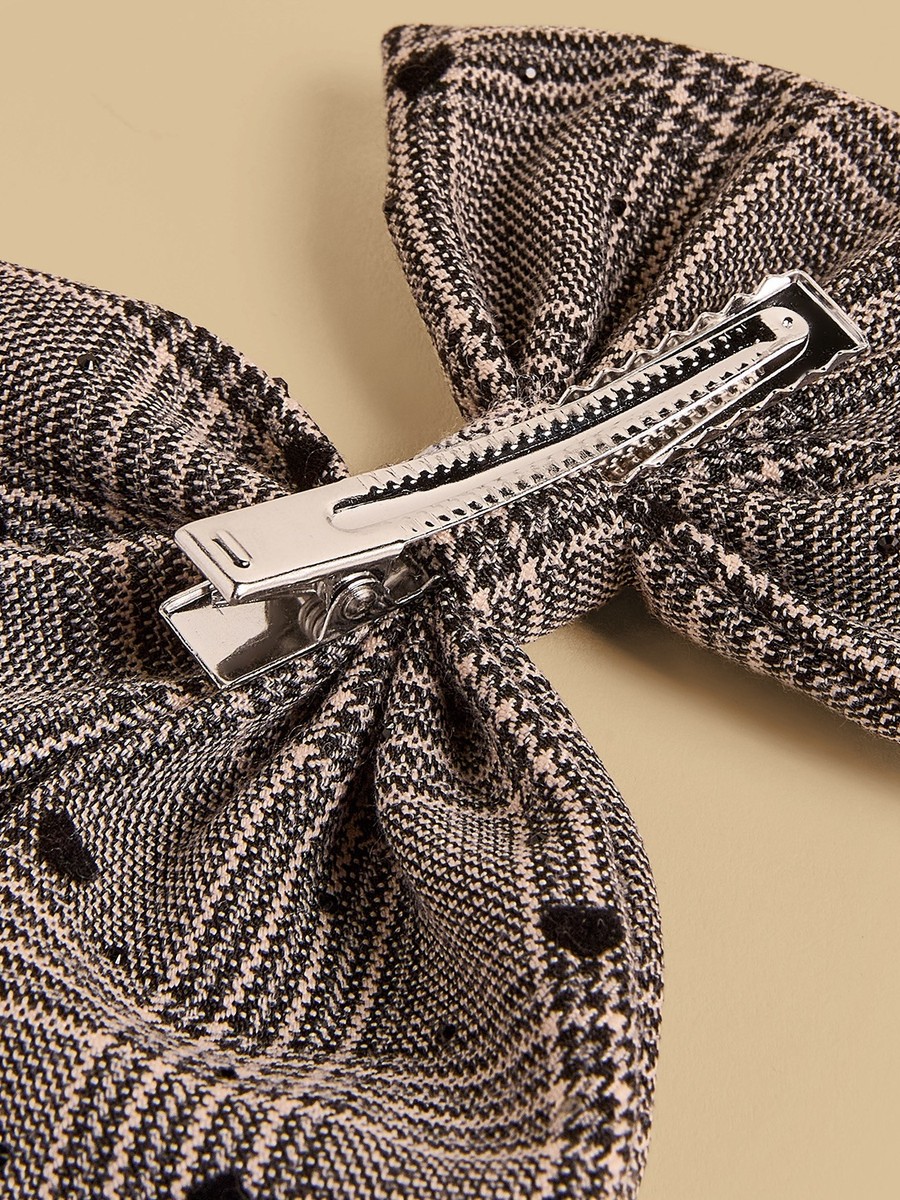Checked Bow Hair Clip