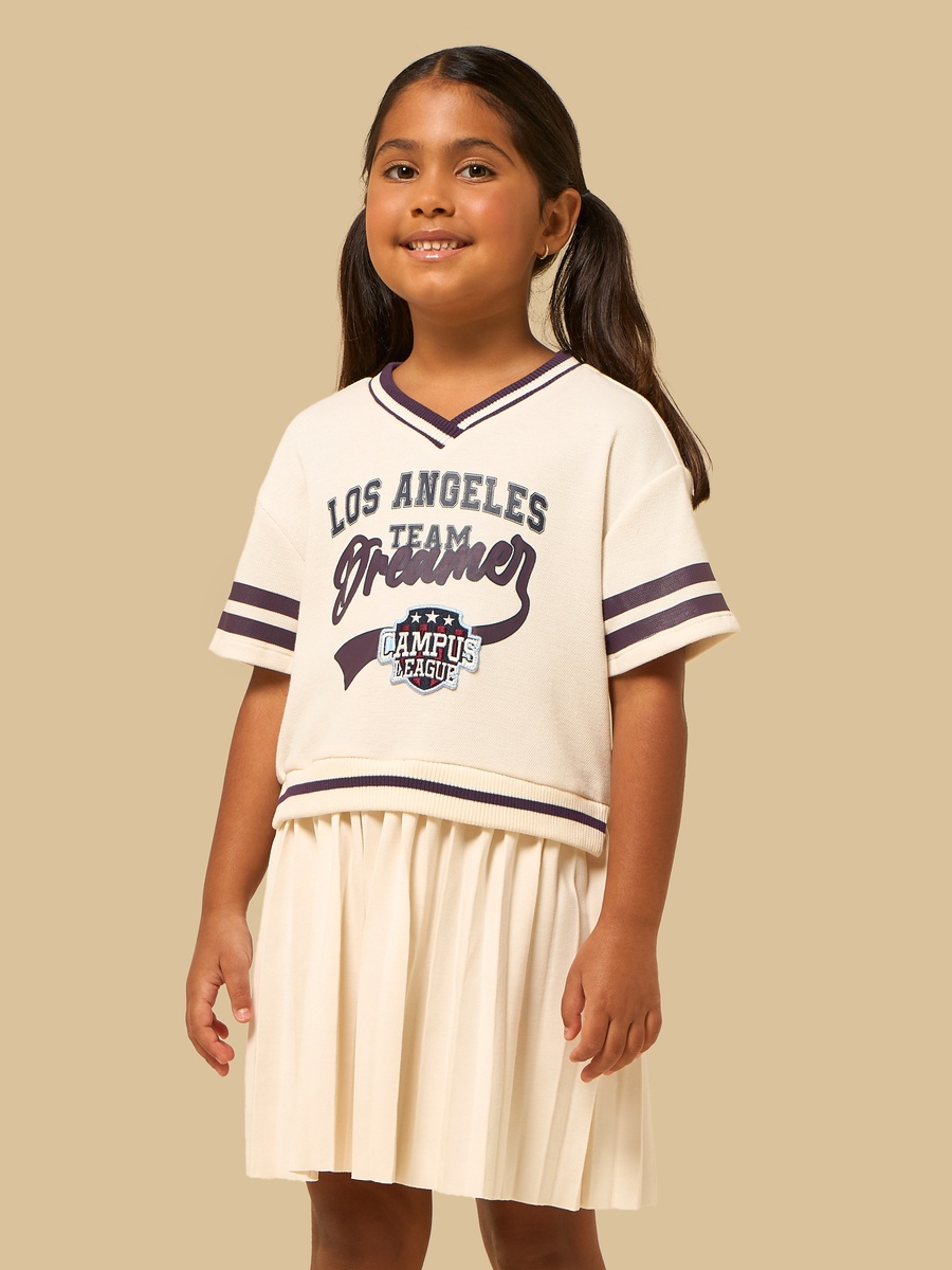 Los Angeles Print Cotton Dress with V-Neck