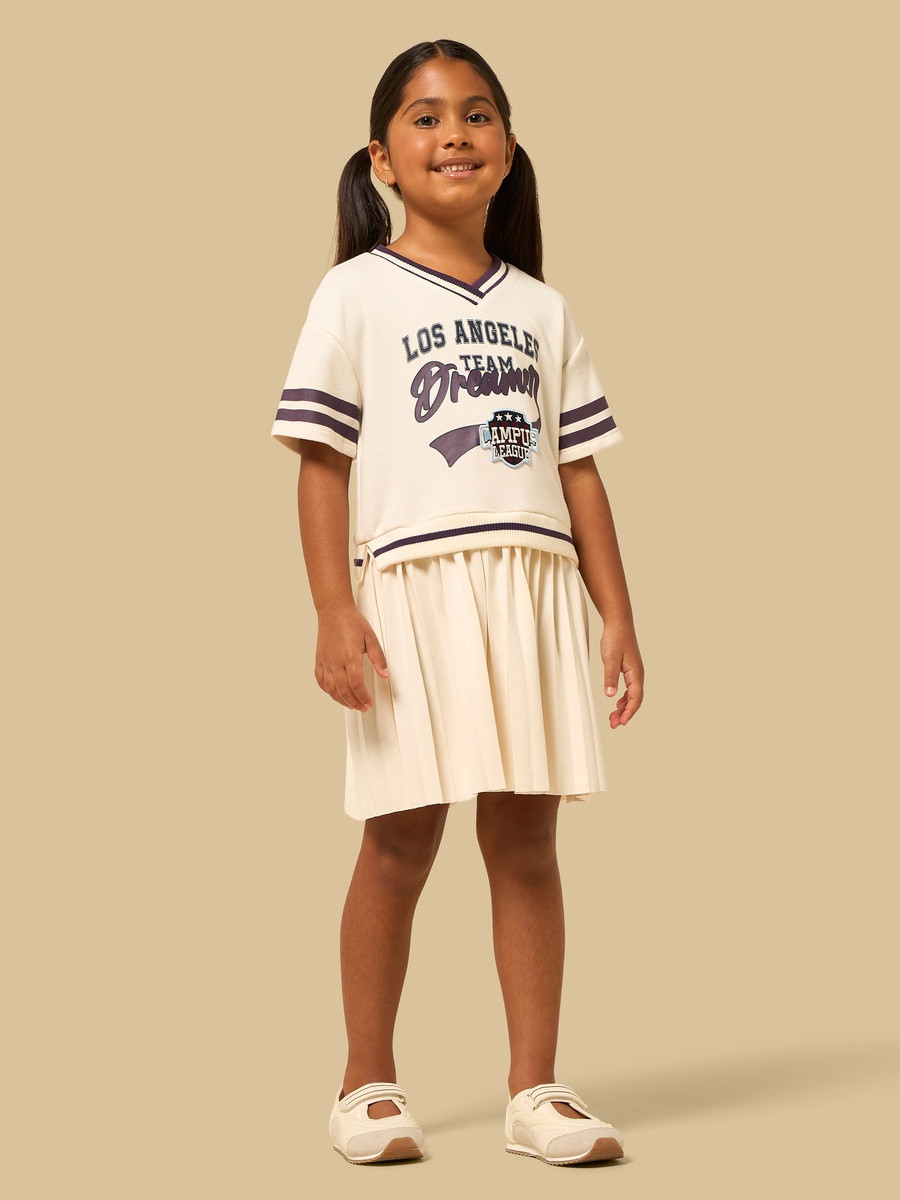 Los Angeles Print Cotton Dress with V-Neck