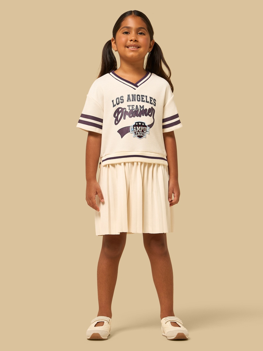 Los Angeles Print Cotton Dress with V-Neck
