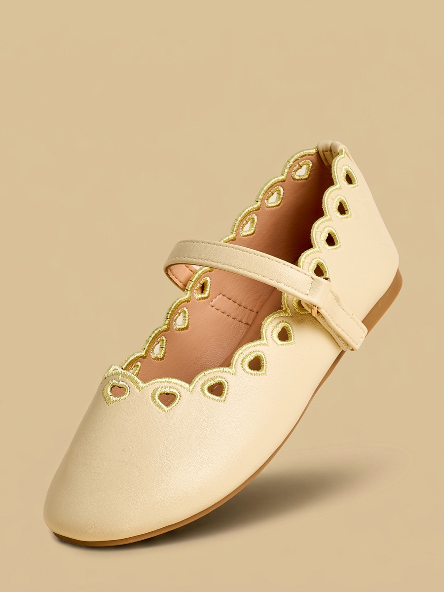 Scalloped Ballerina Shoes with Hook and Loop Closure