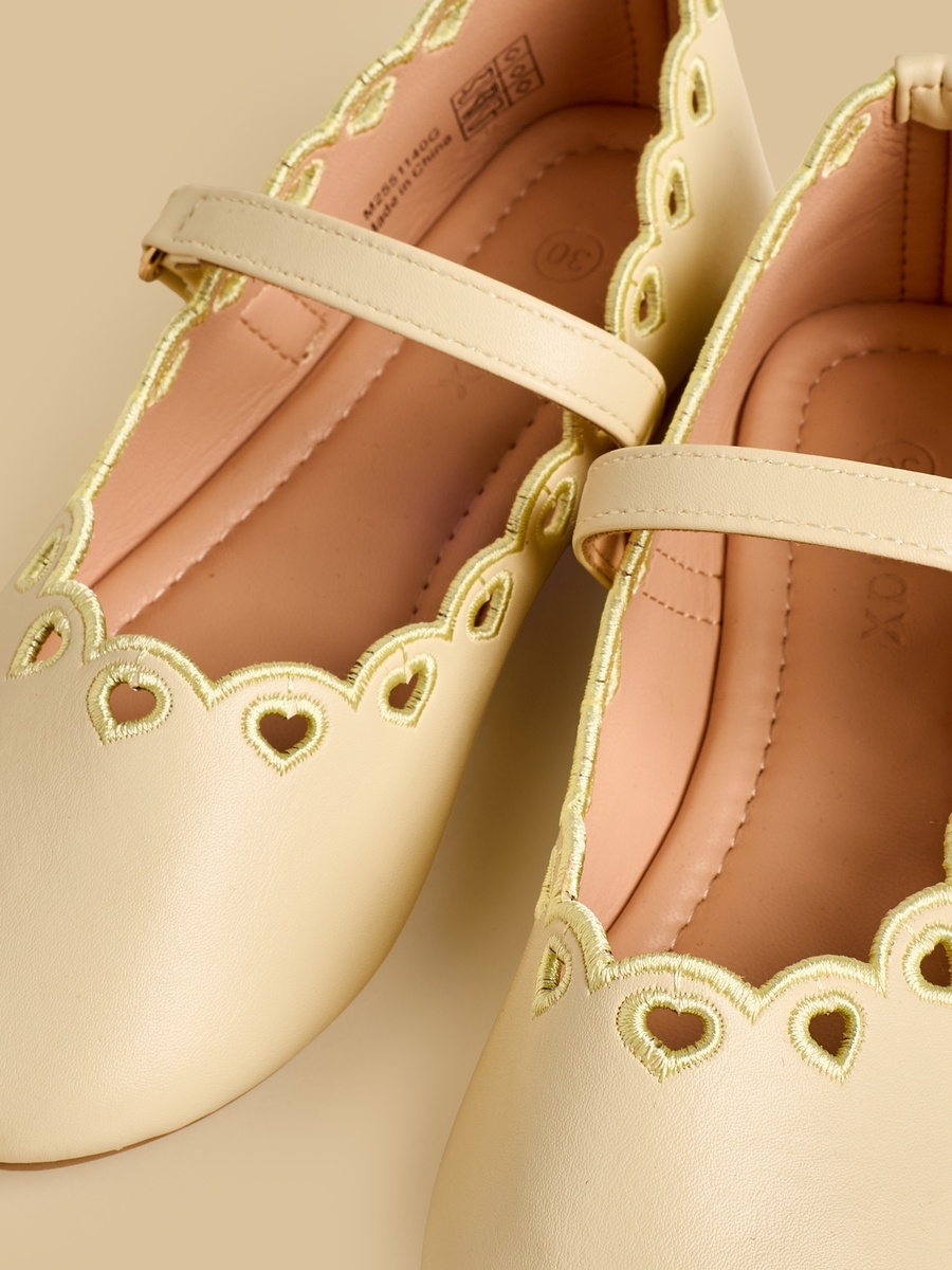 Scalloped Ballerina Shoes with Hook and Loop Closure