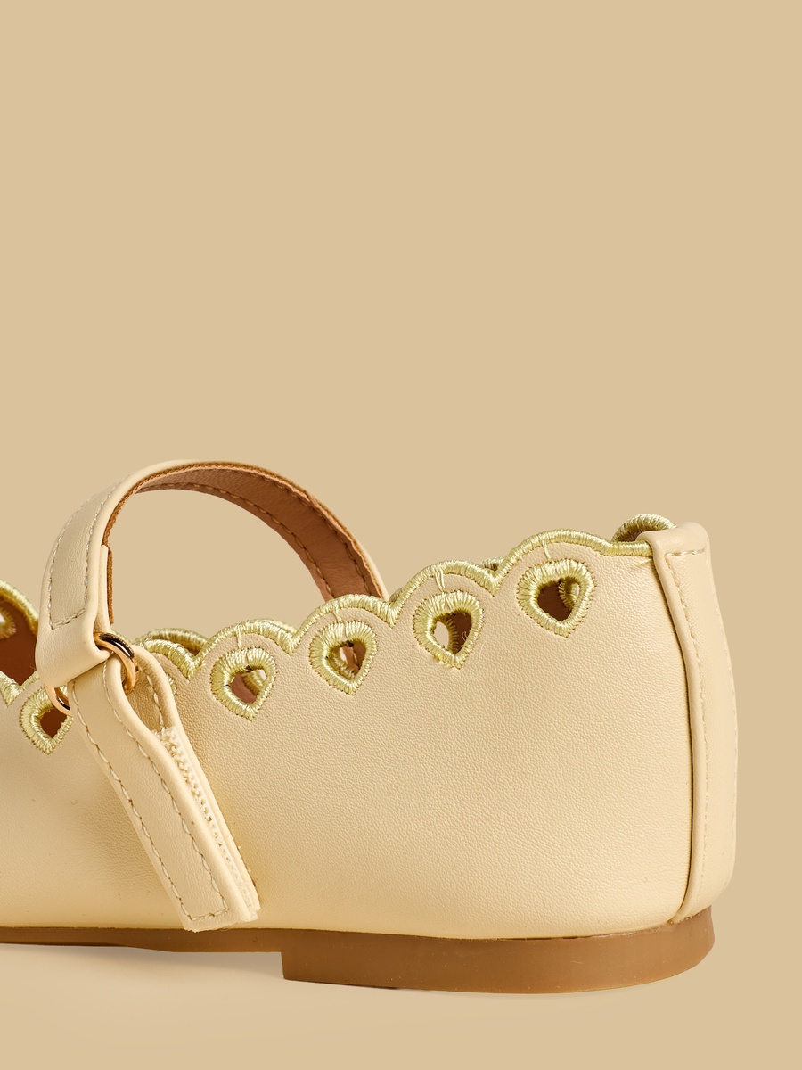 Scalloped Ballerina Shoes with Hook and Loop Closure