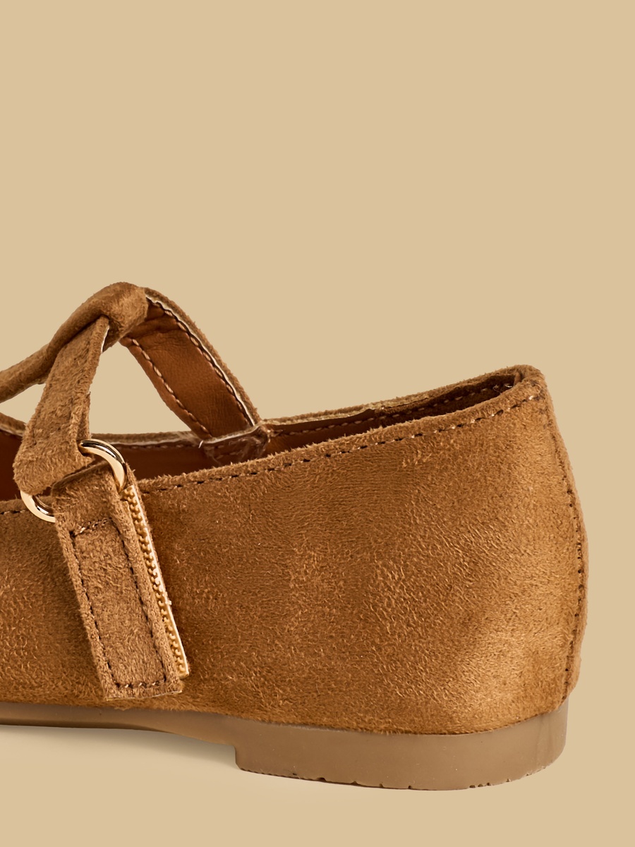 Floral Embroidered Suede Ballerina Shoes