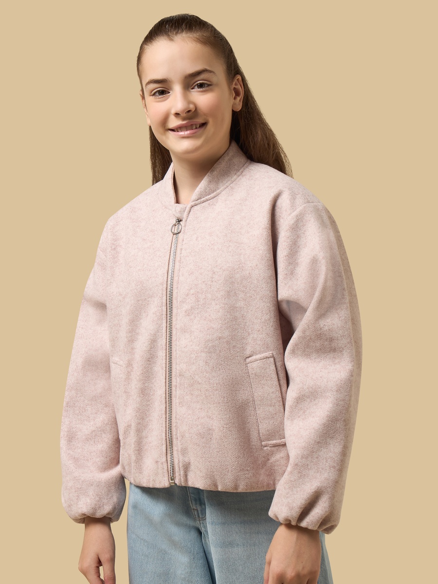 Felt Bomber Jacket with Bubble Hem