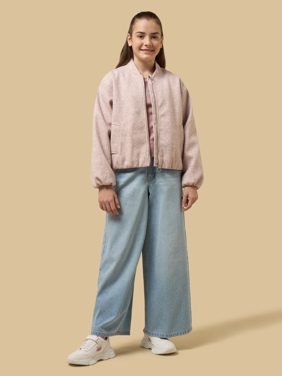 Felt Bomber Jacket with Bubble Hem