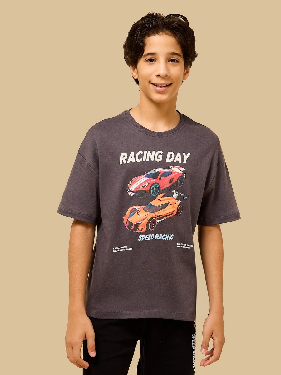 Racing Car Print Cotton Shorts Set