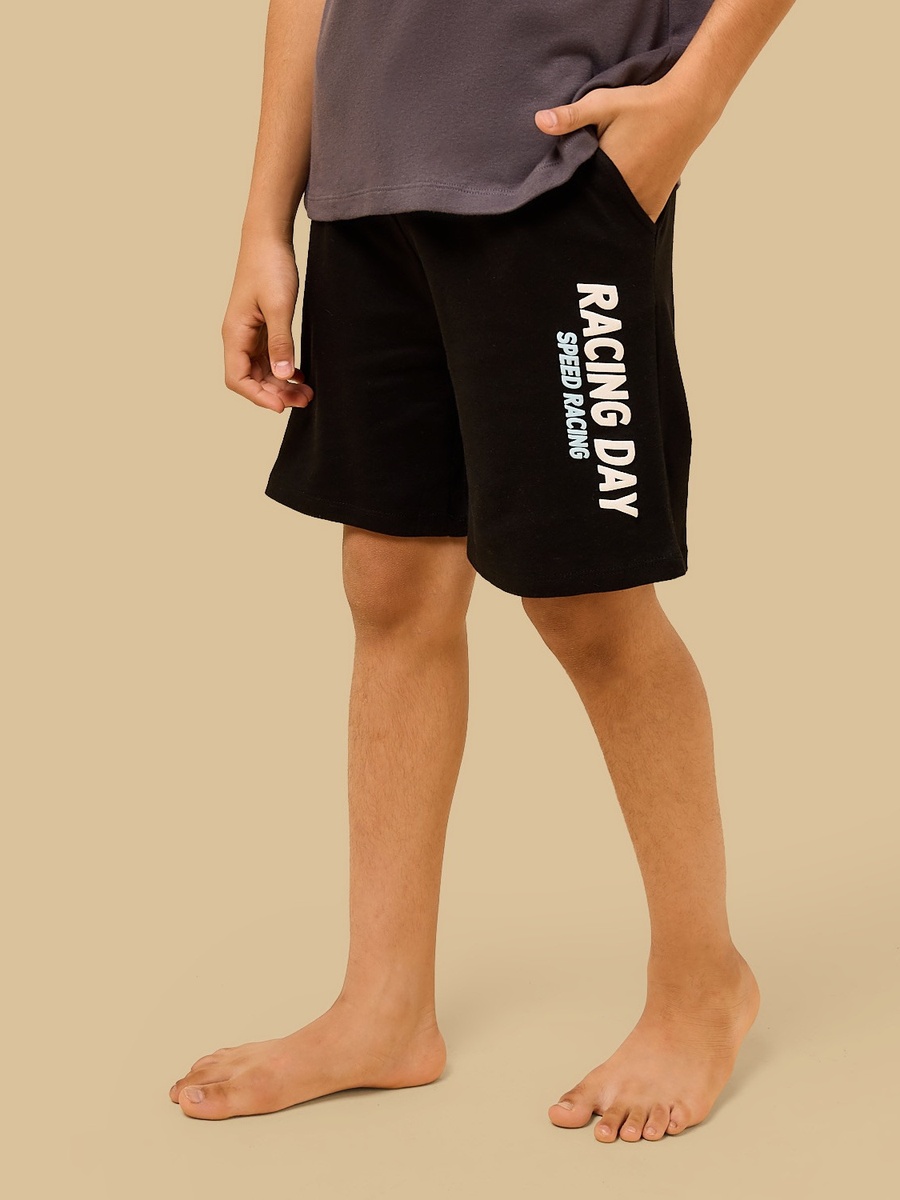 Racing Car Print Cotton Shorts Set