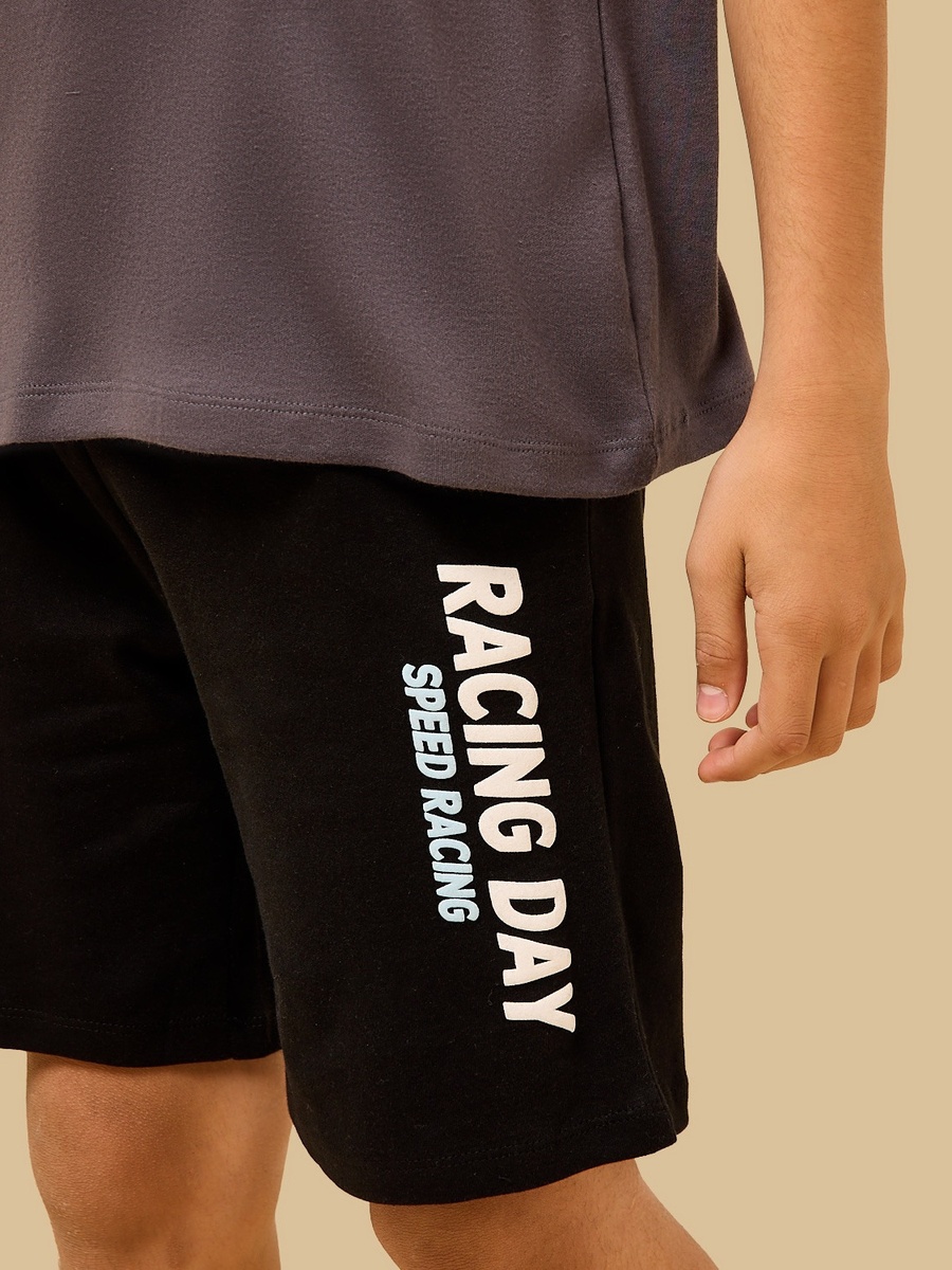 Racing Car Print Cotton Shorts Set