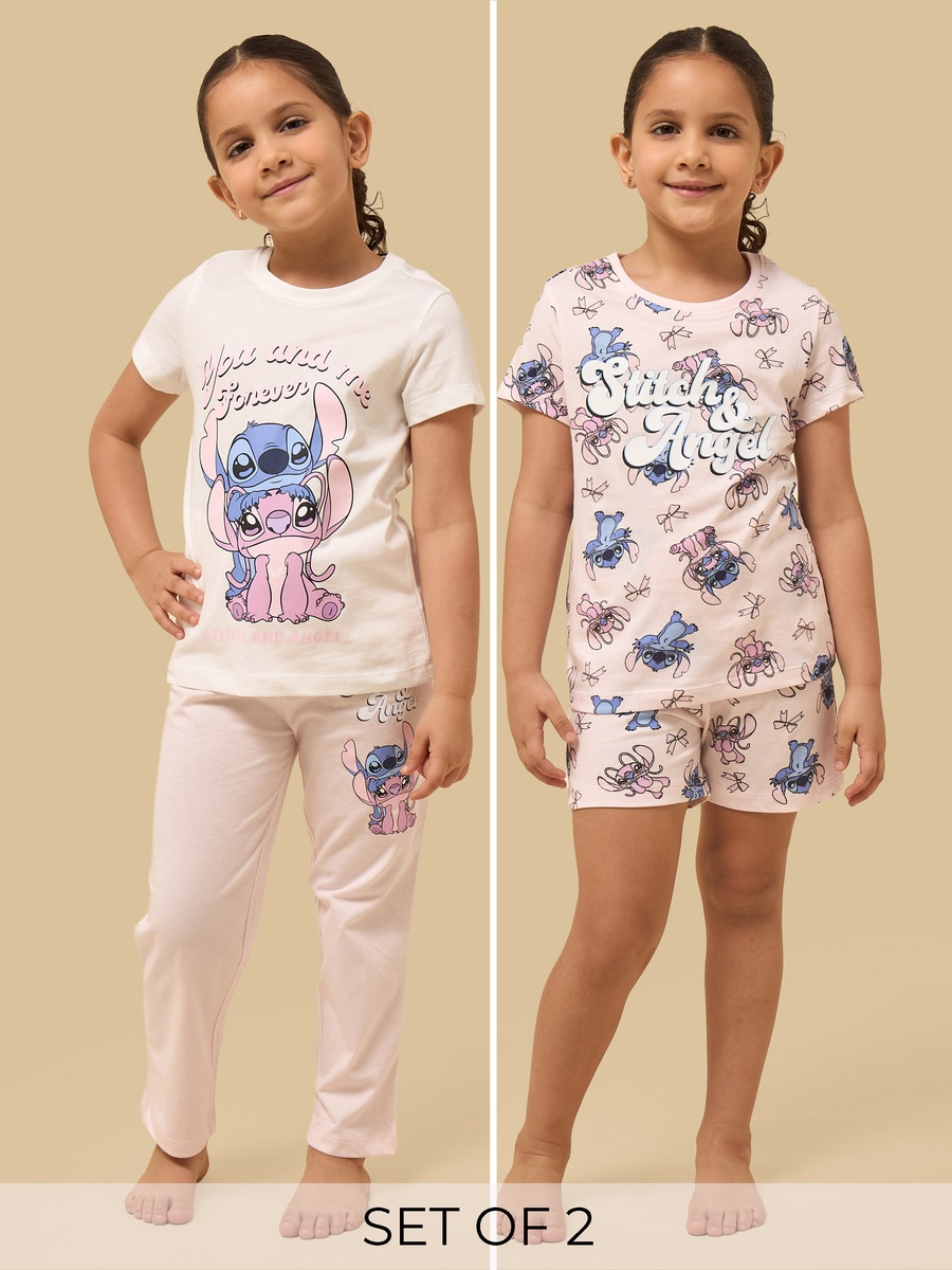 Pack of 2 - Stitch and Angel Print Pyjama Set