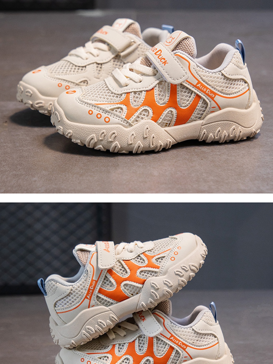 Textured Mesh Hook-and-Loop Sneakers