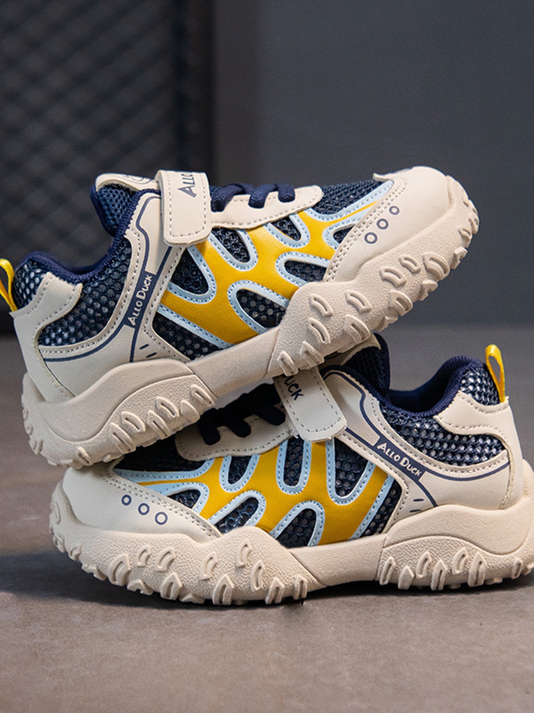 Textured Mesh Hook-and-Loop Sneakers