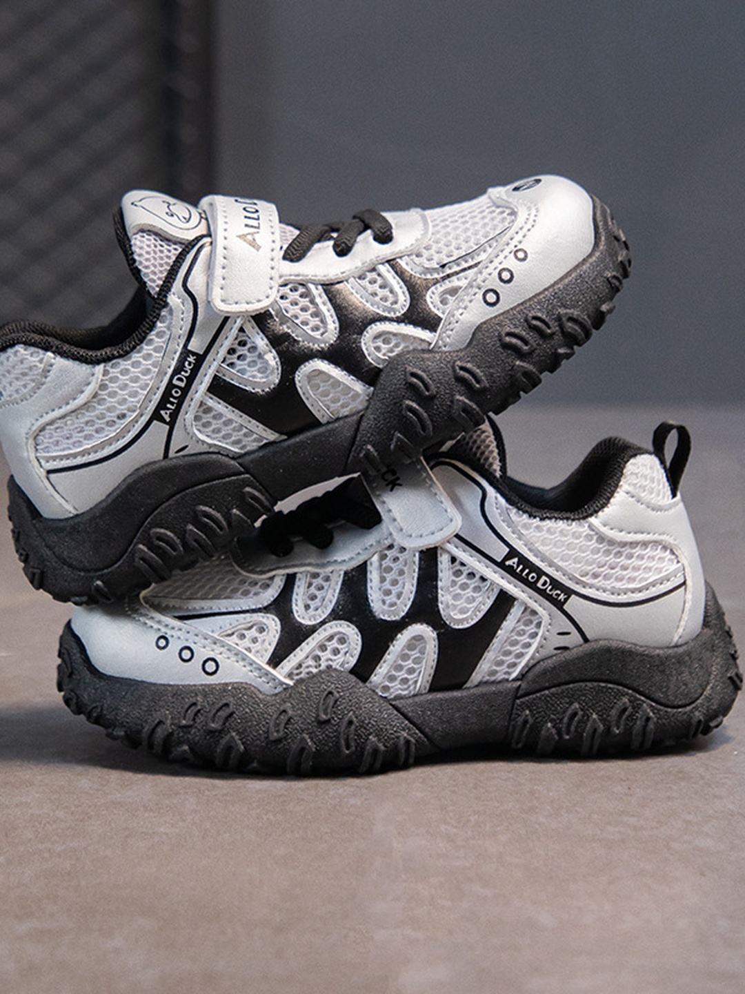 Textured Mesh Hook-and-Loop Sneakers