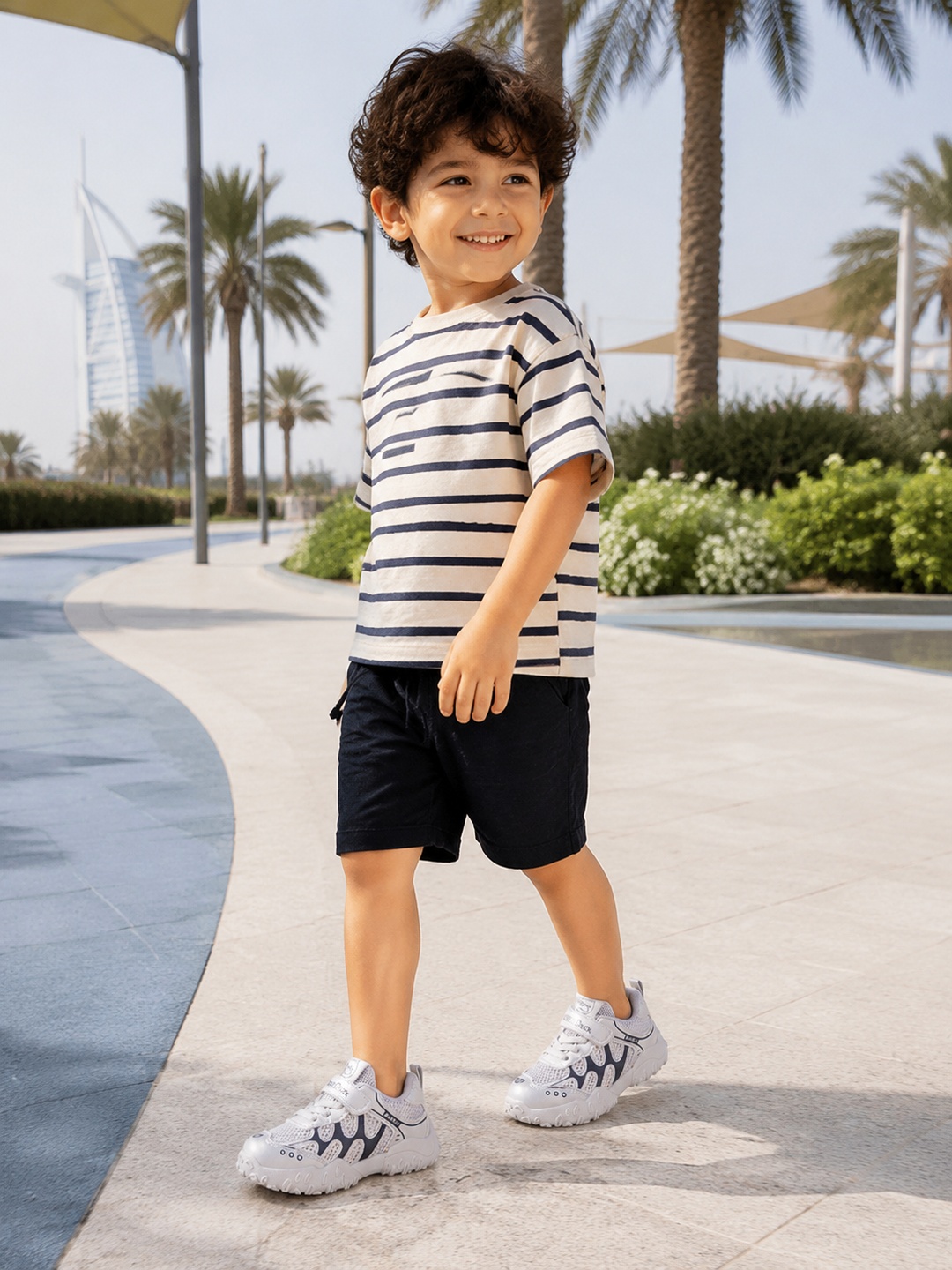 White and Grey Mesh Hook-and-Loop Sneakers
