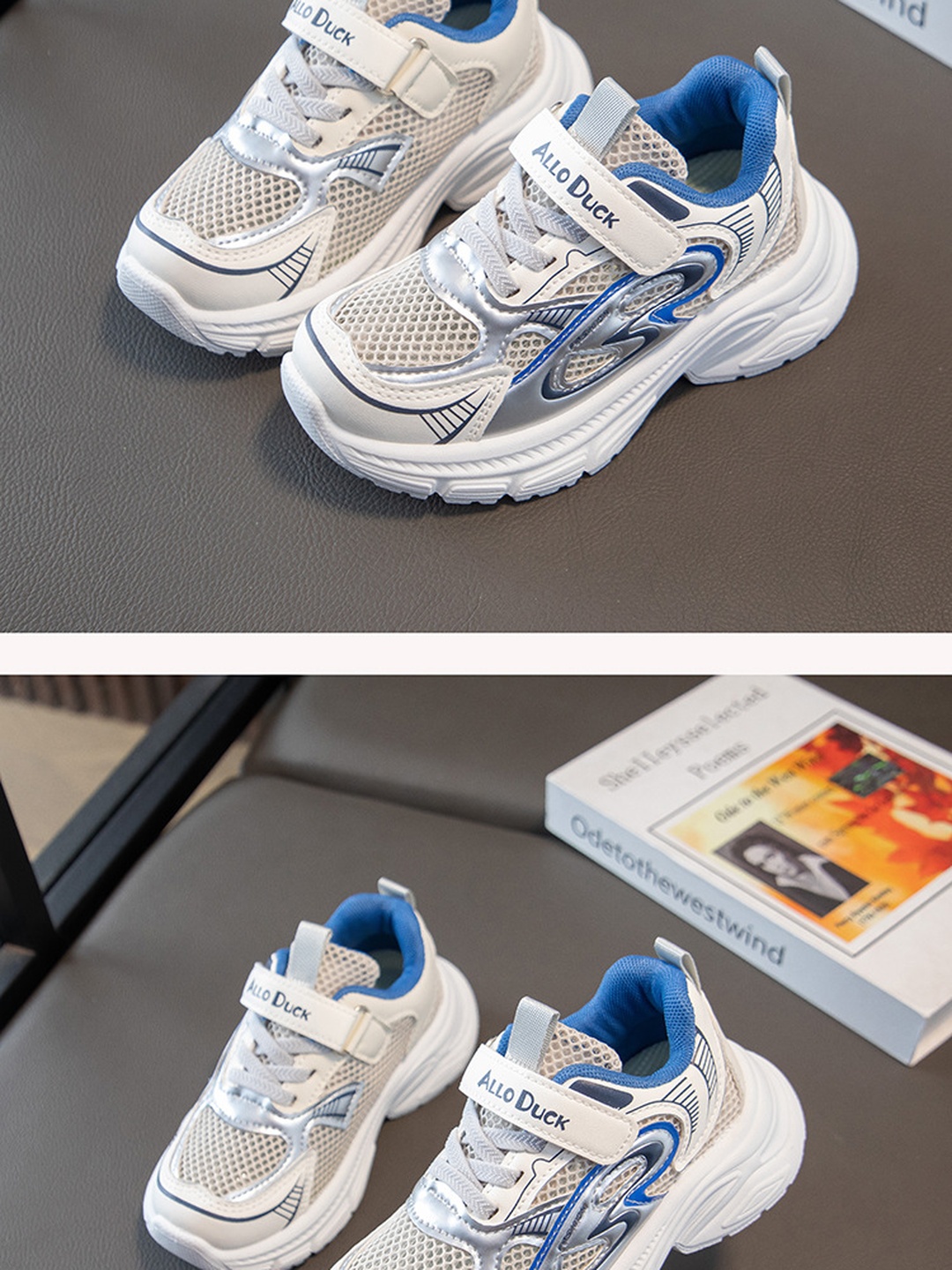 Mesh Hook-and-Loop Athletic Sneakers