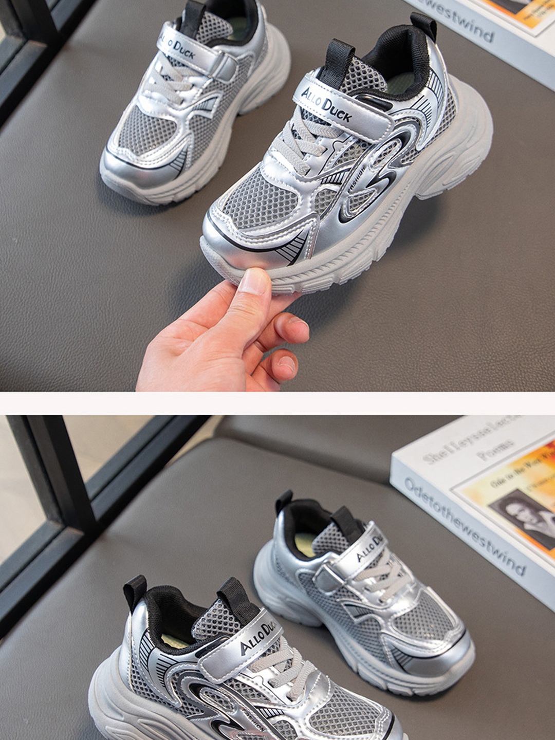Mesh Hook-and-Loop Chunky Sneakers