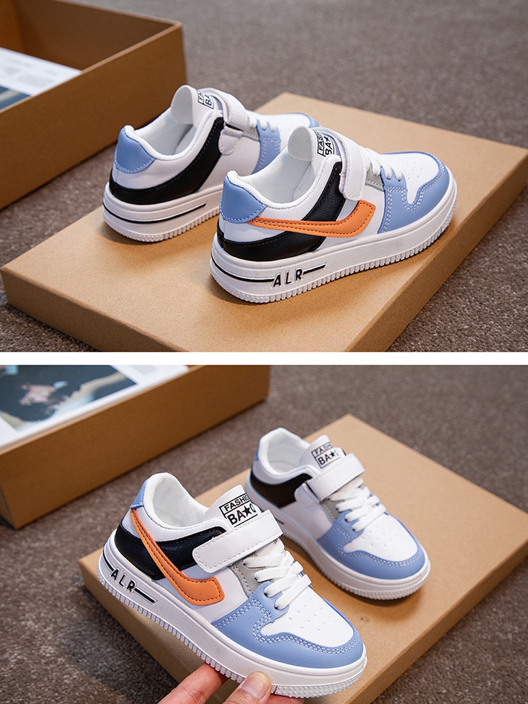 Color Block Hook and Loop Sneakers