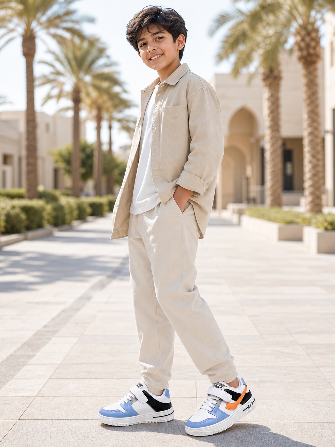 Color Block Hook and Loop Sneakers