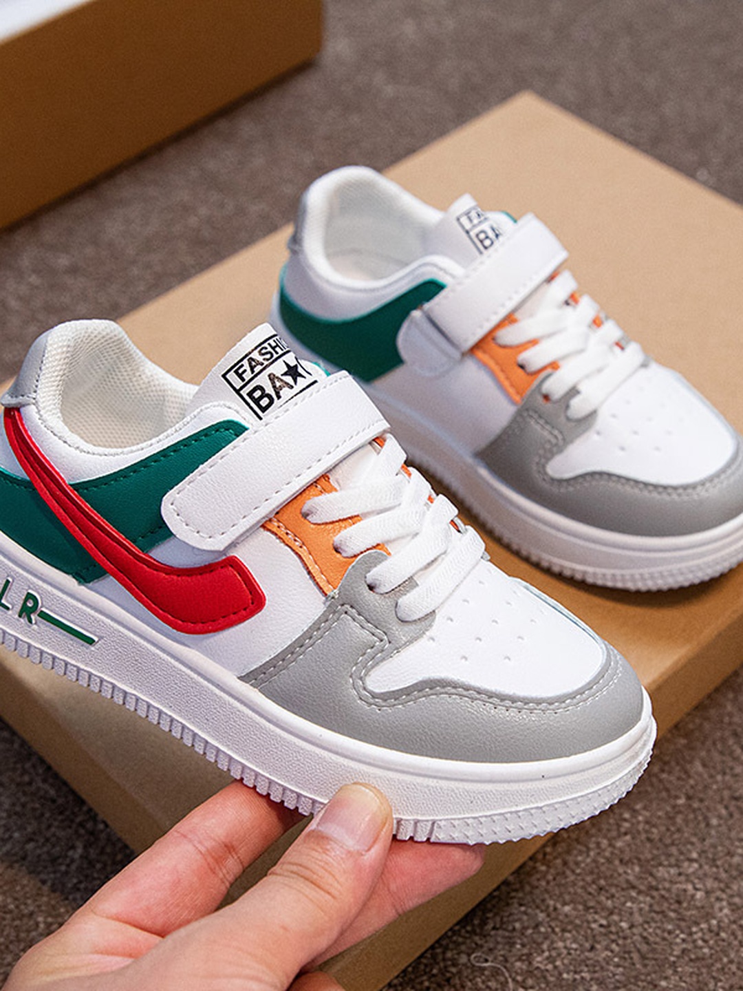 Color Block Hook and Loop Sneakers