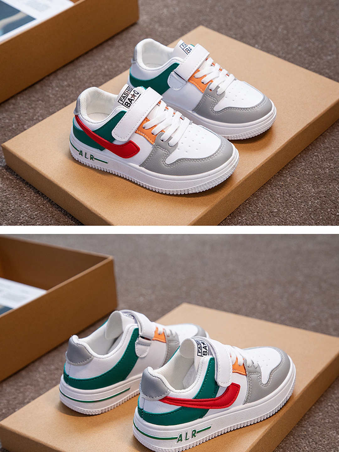 Color Block Hook and Loop Sneakers