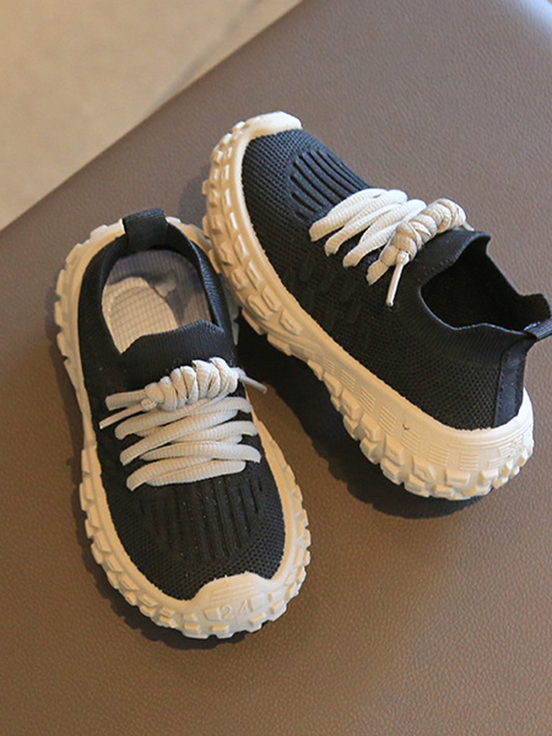 Black Knit Sneakers with Rubber Sole