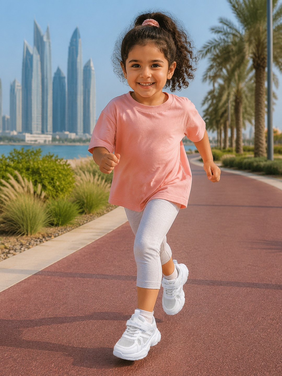 حذاء رياضي شبكي بنعل عريض وشريط إغلاق فلكرو للأطفال