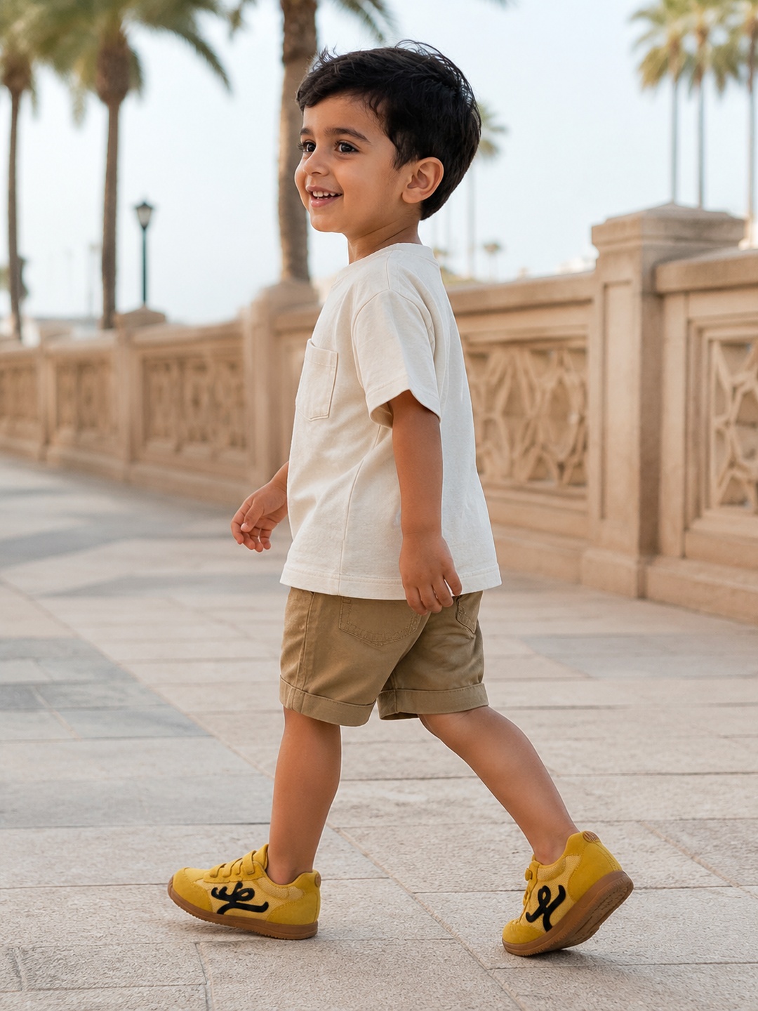 Boys Mesh and Suede Look Hook-and-Loop Sneakers