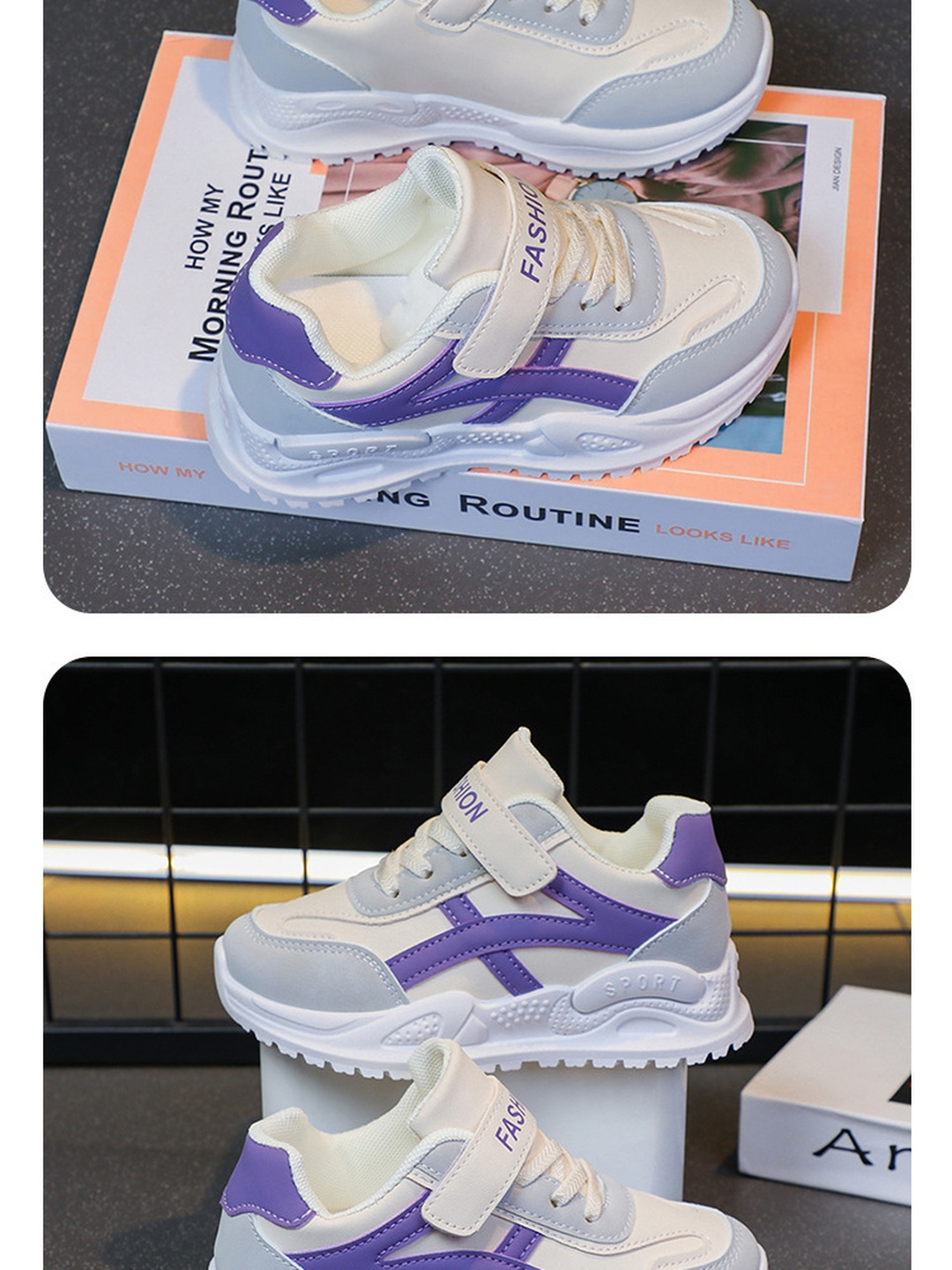 Girls Hook-and-Loop Lace-Up Sneakers