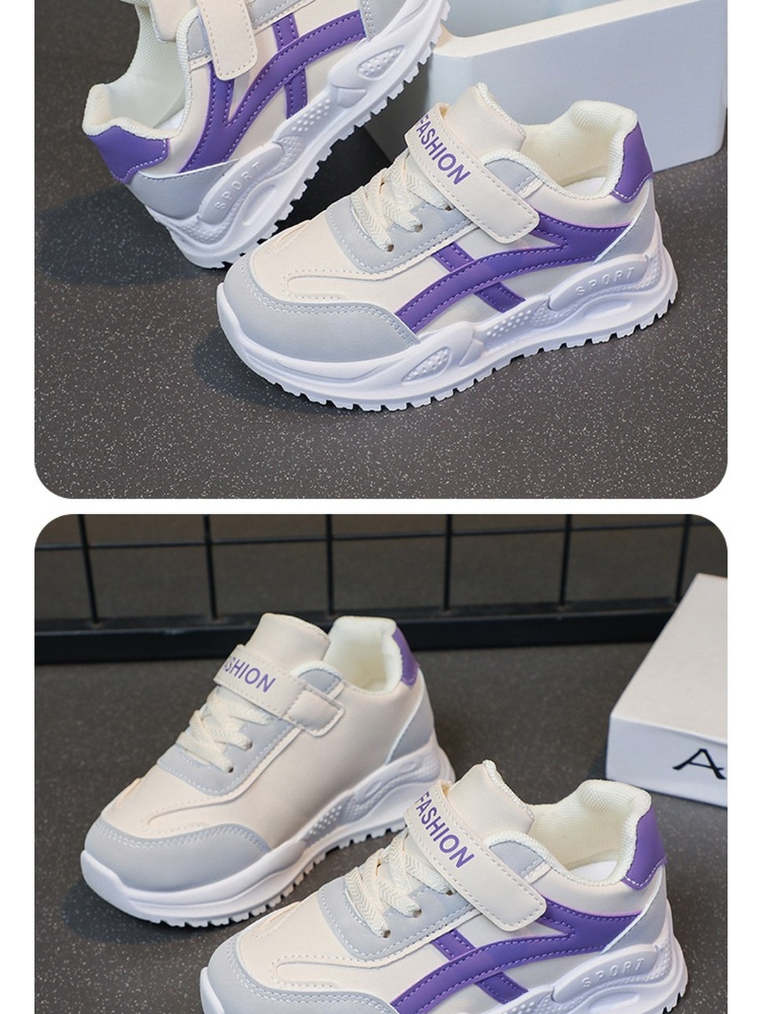 Girls Hook-and-Loop Lace-Up Sneakers