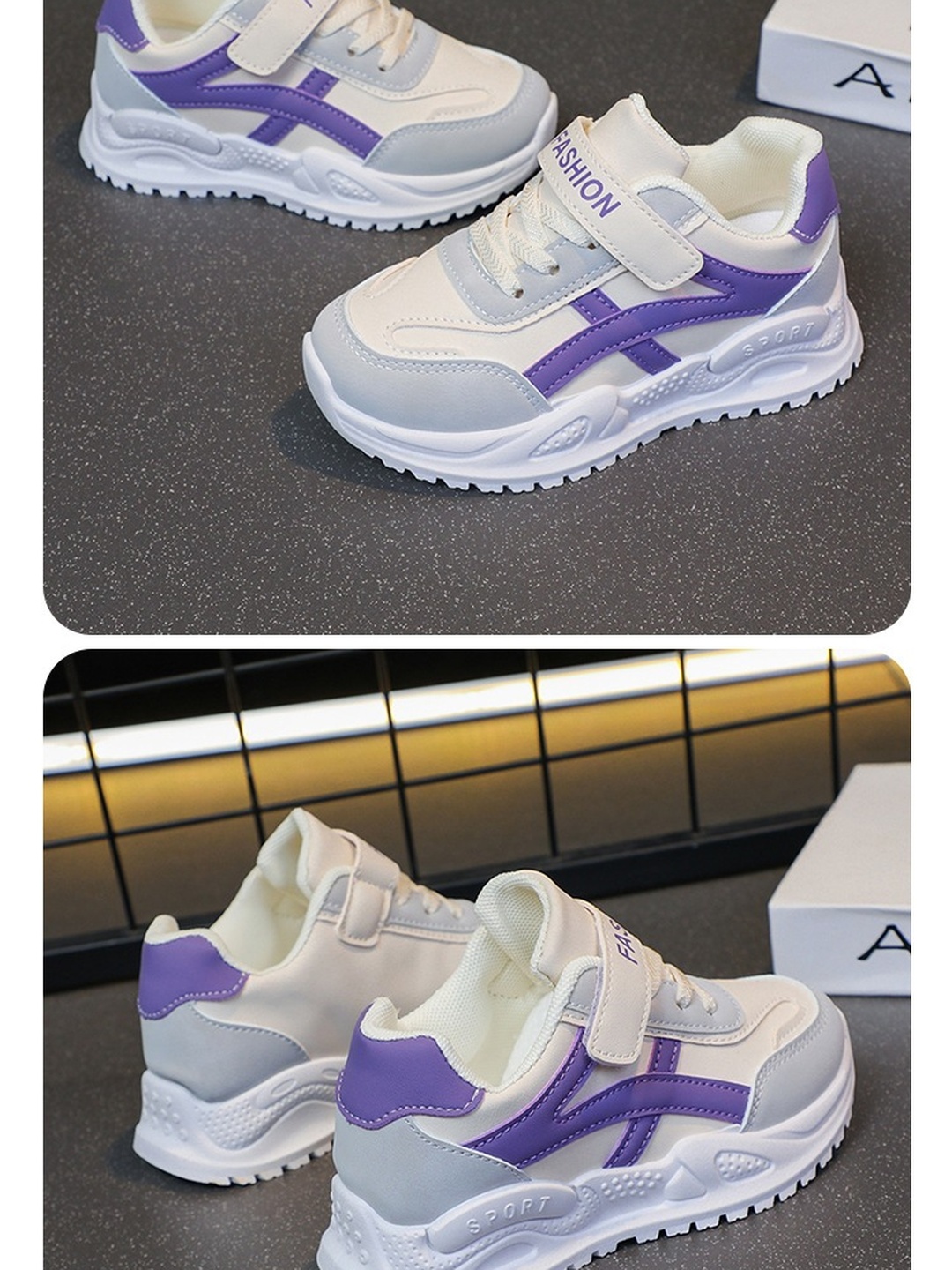 Girls Hook-and-Loop Lace-Up Sneakers