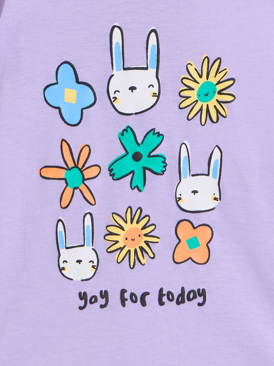 Baby Girl Lilac Bunny Graphic Cotton T-Shirt