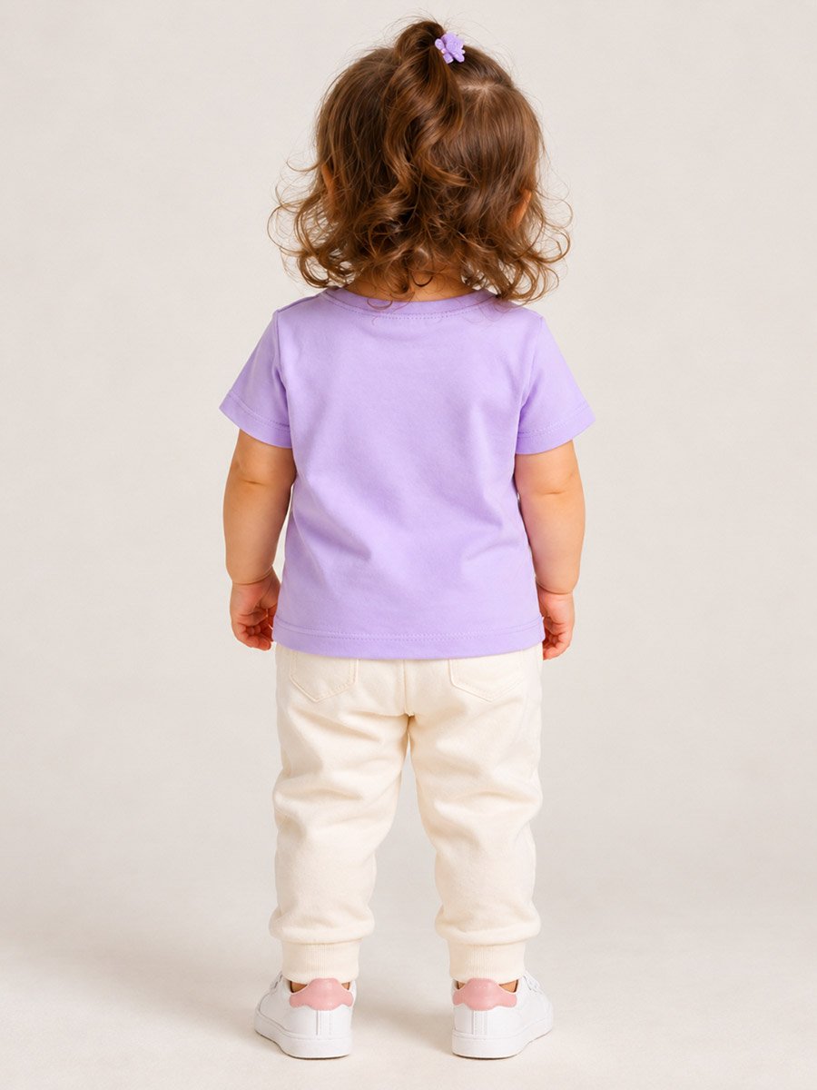 Baby Girl Lilac Bunny Graphic Cotton T-Shirt