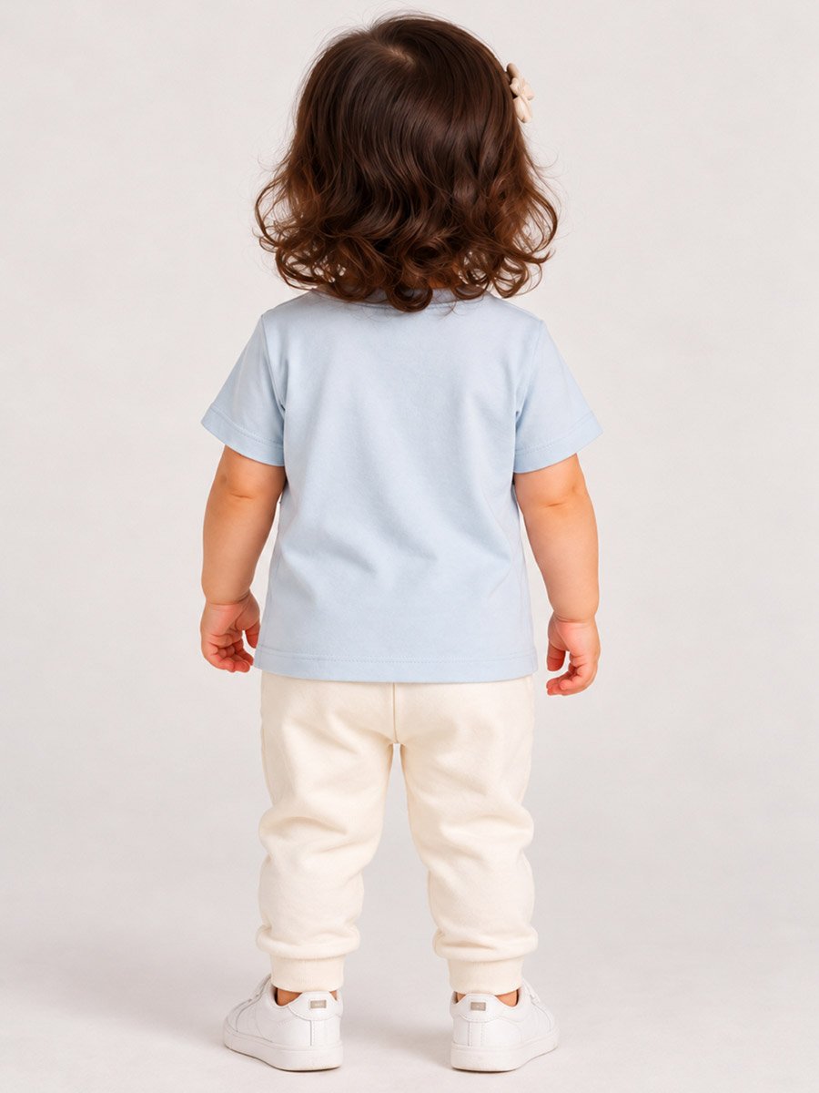 Baby Girl Light Blue Bunny Graphic Cotton T-Shirt