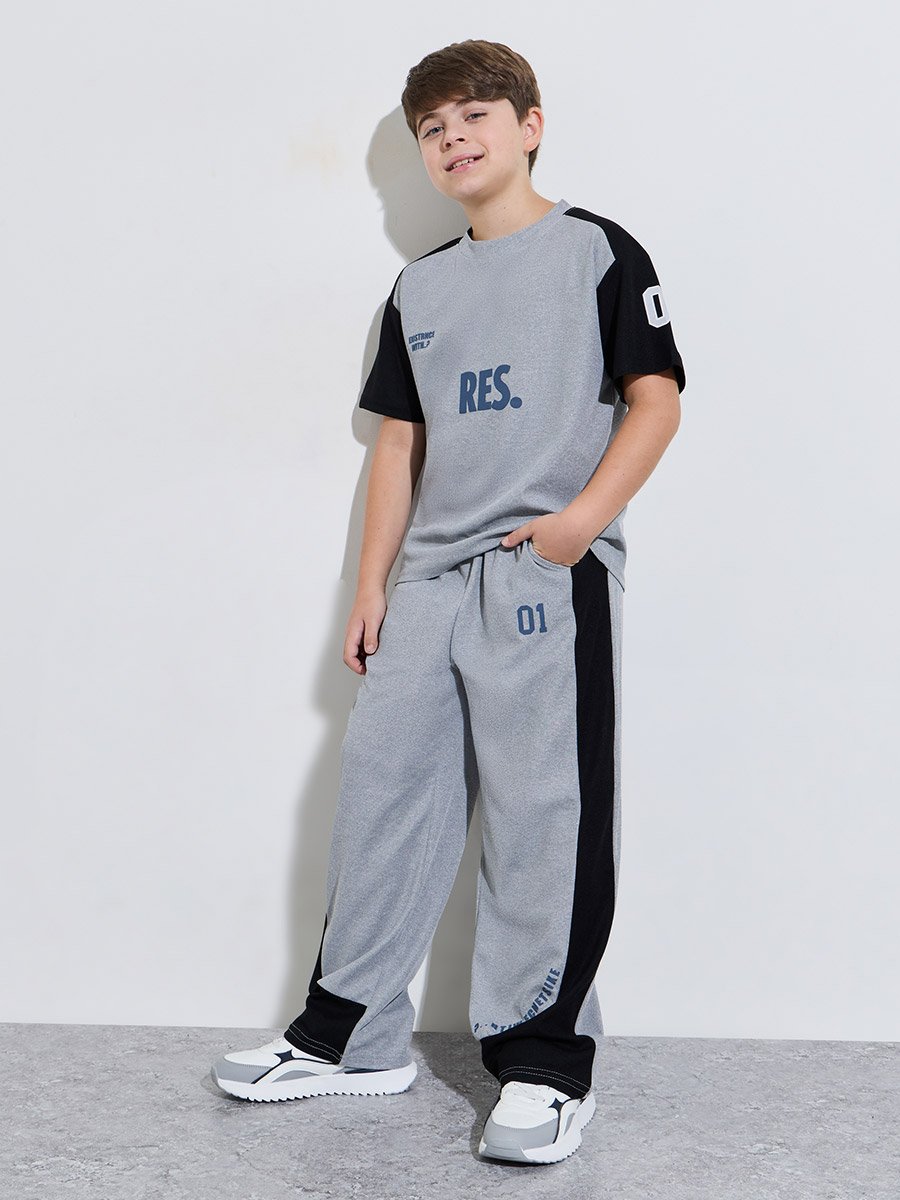 Teen Boys Grey Graphic Print Short Sleeves T-Shirt and Joggers Set