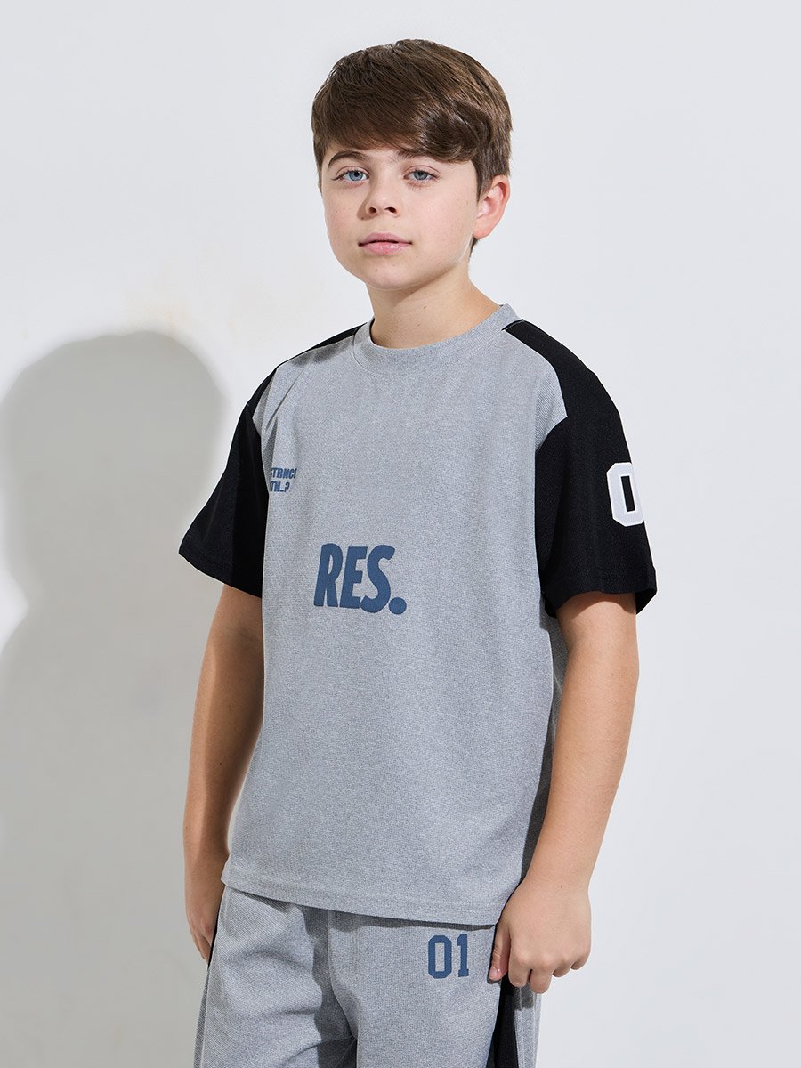 Teen Boys Grey Graphic Print Short Sleeves T-Shirt and Joggers Set
