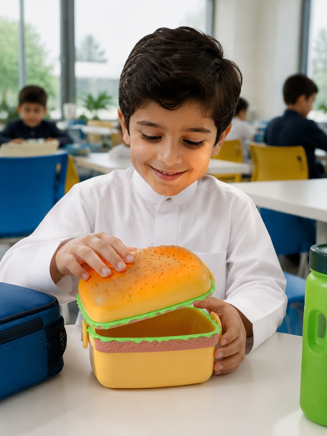 Hamburger-Shaped Plastic Lunch Box with Lid