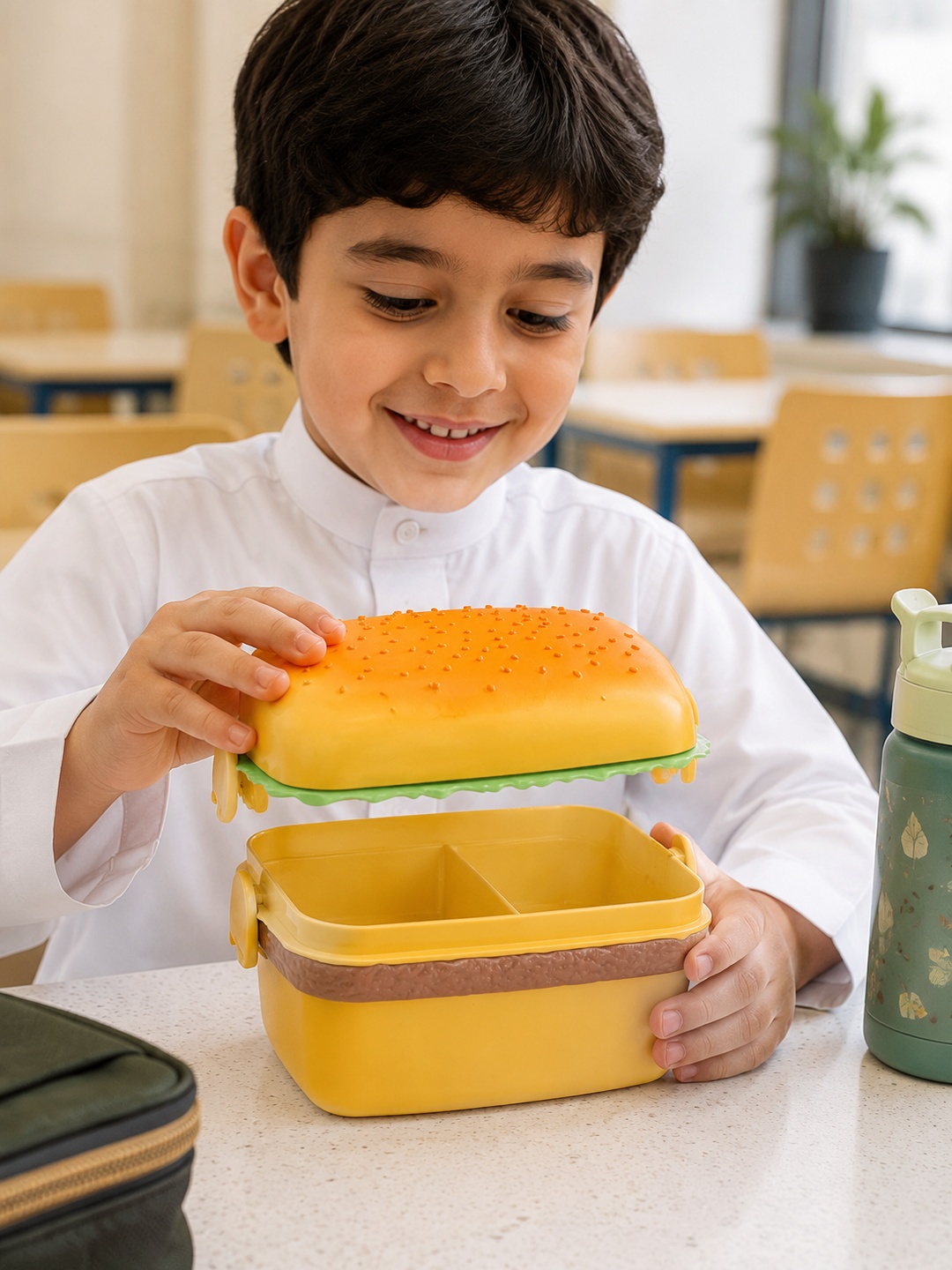 Hamburger-Shaped Plastic Lunch Box with Lid
