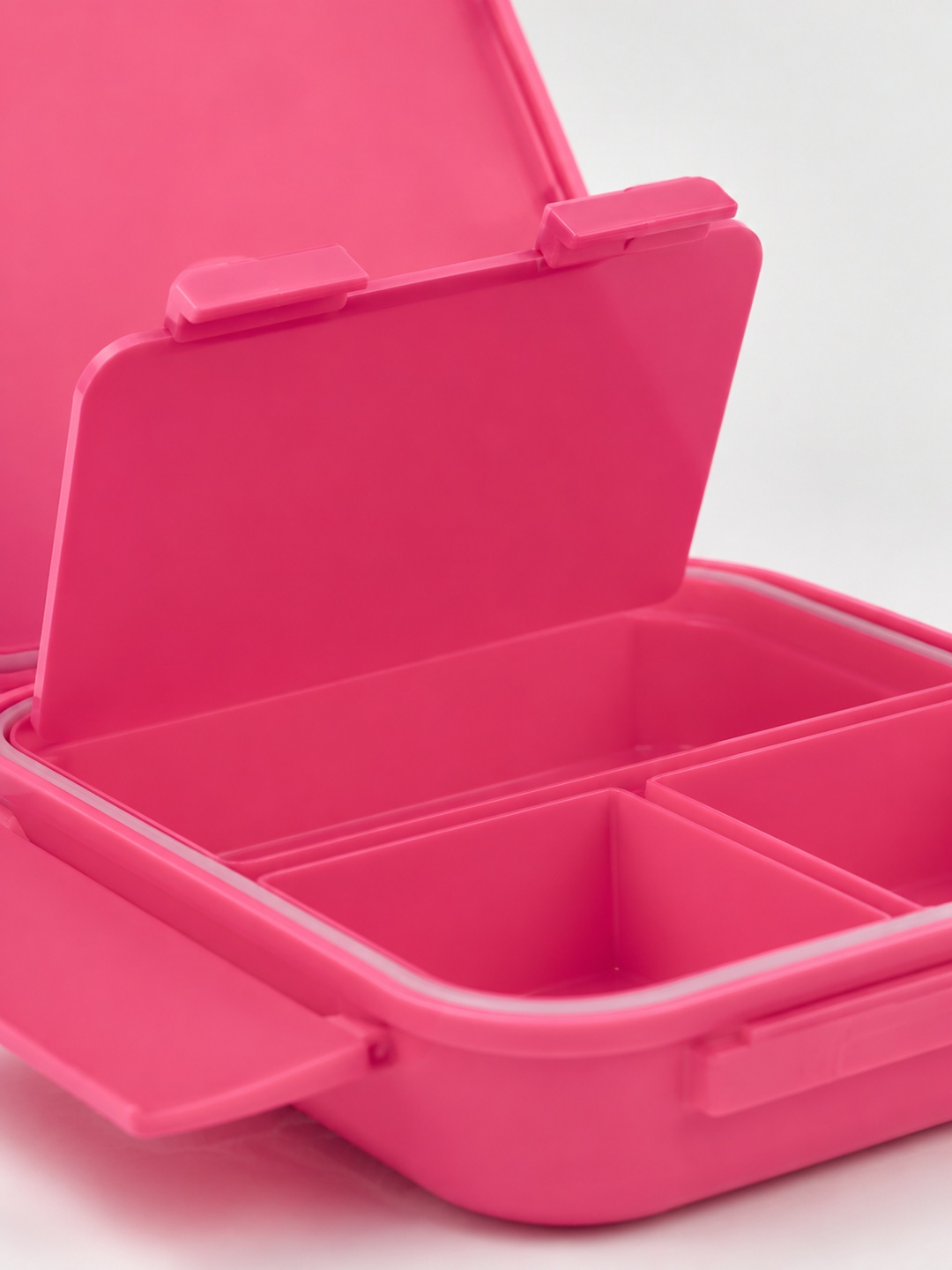 Pink Compartment Lunch Box with Handle, Spoon and Fork