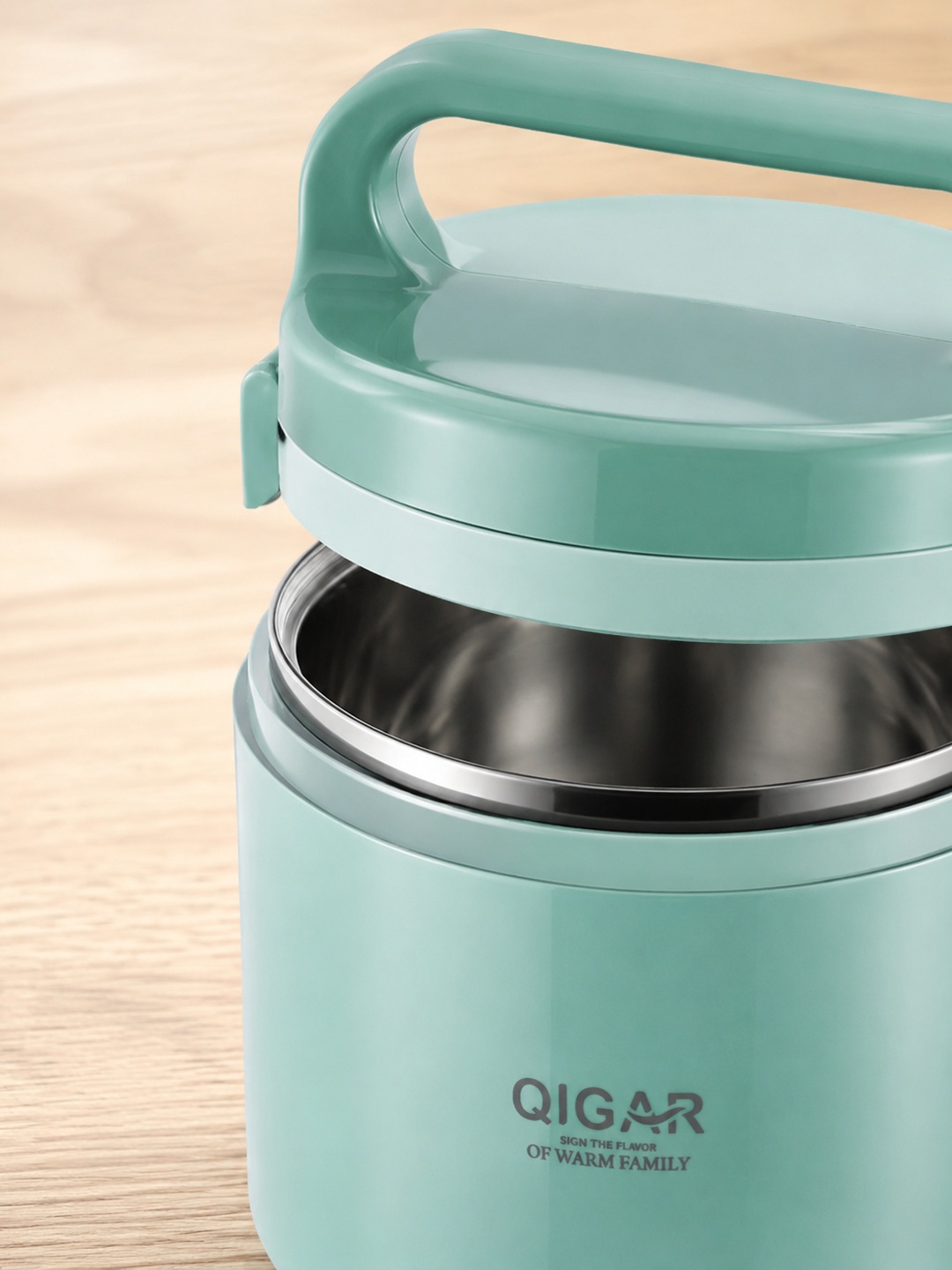 Green 1250ml Stainless Steel Insulated Lunch Box with Utensils Bag