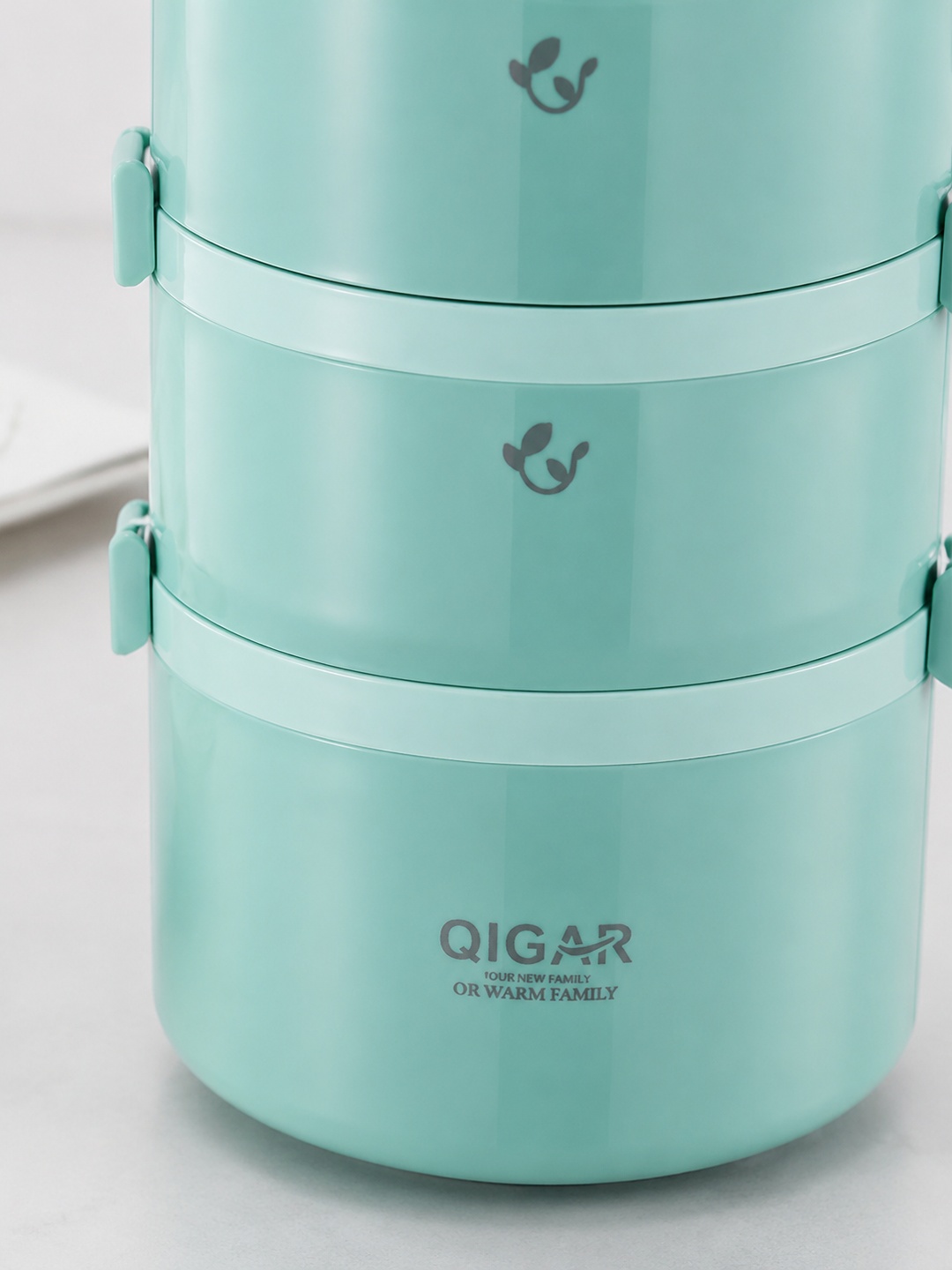 Green 4-Tier Insulated Stainless Steel Lunch Box with Cutlery 3050 mL
