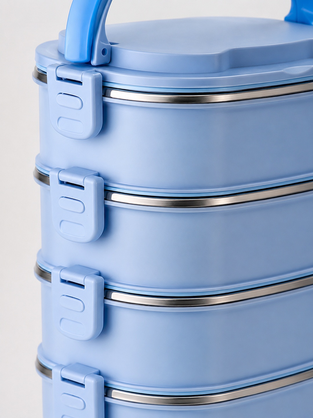 Blue 4-Tier Stainless Steel Bento Lunch Box Set, 3600ml
