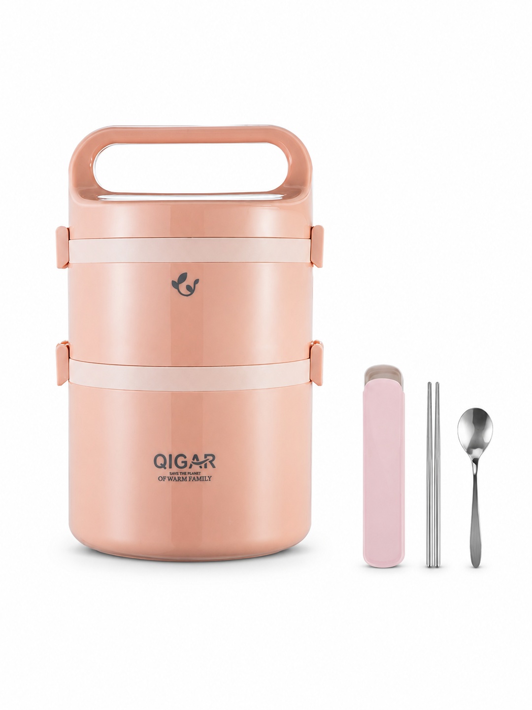 Pink 2-Tier Insulated Stainless Steel Lunch Box Set, 1850ml