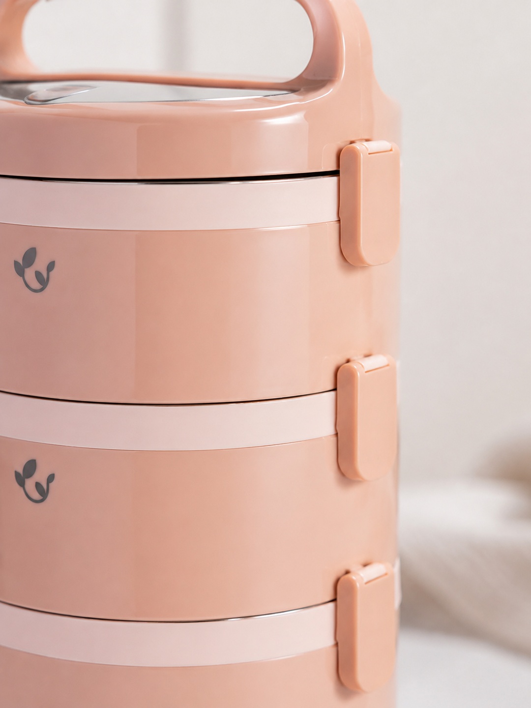 Pink 3-Tier Stainless Steel Insulated Lunch Box Set with Bag