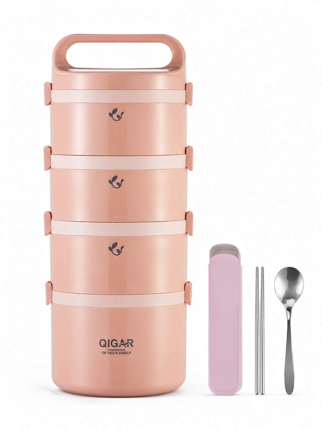 Pink 4-Tier 3050ml Stainless Steel Insulated Lunch Box Set